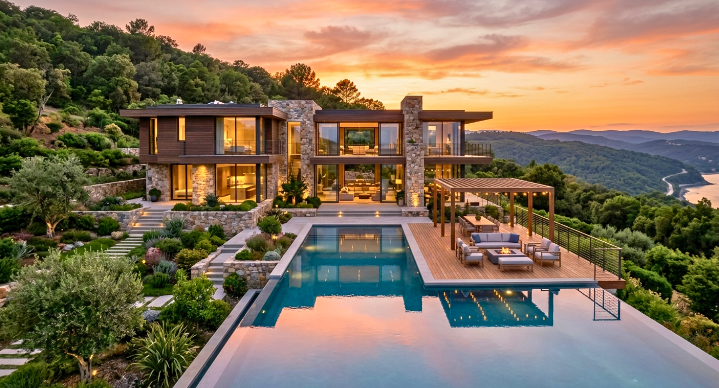 Villa with lawn in front